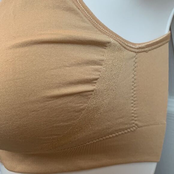 Miracle Bamboo Bra Front Close No Wire Unlined Seamless Bralette Bra Beige L - Picture 4 of 7